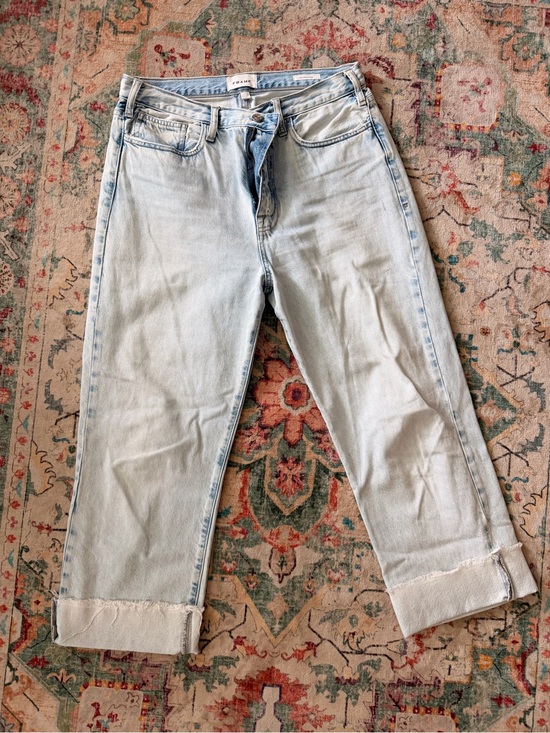 Frame Denim Denim - Frame Denim Light Blue Le Jane Crop  Jeans with Cuffed Hem